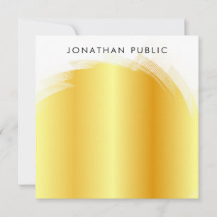 Cartão De Notas Monograma Elegante de Script Digitado, Faux Dourad