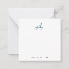 Cartão De Notas Monograma Elegante de Script Teal