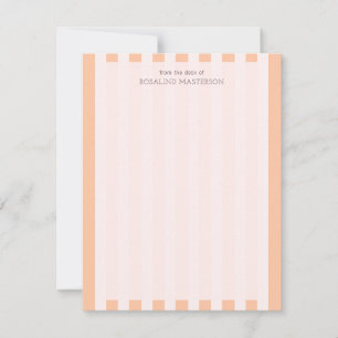 Cartão De Notas Monograma Elegante de Stripes Laranja Pastel