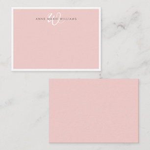 Cartão De Notas Monograma Elegante em Rosa Cor-de-Rosa com Letra d