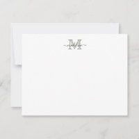 Monograma Elegante Evergreen Fog Moderno
