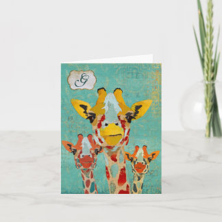 Cartão De Notas Monograma espreitando Notecard do girafa três