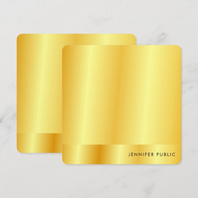 Cartão De Notas Monograma Faux Dourado Aspecto Metálico (Frente/Verso)