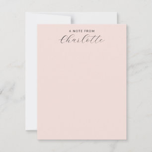 Cartão De Notas Monograma Feminino em Caligrafia Script Rosa Bege