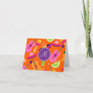 Cartão De Notas Monograma Fiesta Party Sombrero Cactus Limões Pepp