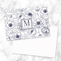 Monograma Floral Azul Marinho