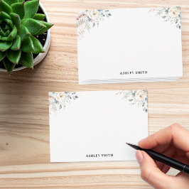 Cartão De Notas Monograma Floral Elegante