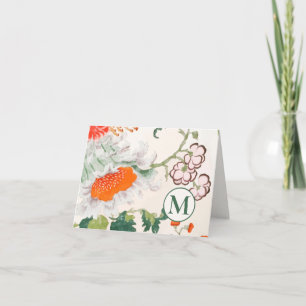 Cartão De Notas Monograma Floral Elegante Dobrado