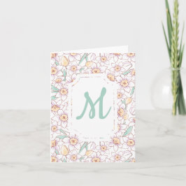 Cartão De Notas Monograma Floral Personalizado