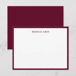 Cartão De Notas Monograma Fronteira Elegante Burgundy Escuro