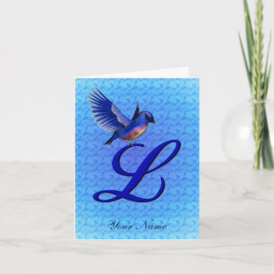 Cartão De Notas Monograma Inicial Bluebird Personalizado L