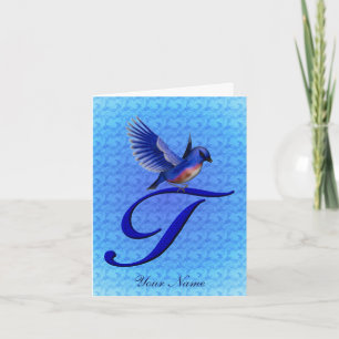 Cartão De Notas Monograma Inicial T Bluebird Personalizado