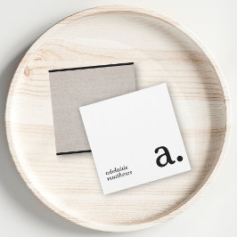 Cartão De Notas Monograma Minimalista Beige Faux Linen Nome Inicia
