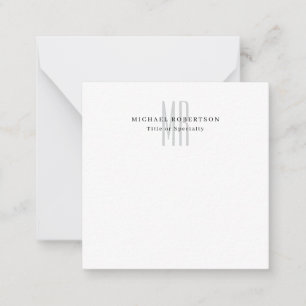 Cartão De Notas Monograma Minimalista Clássico Profissional Simple