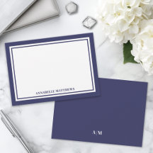 Monograma Minimalista de Duas Bordas Azul-Navy
