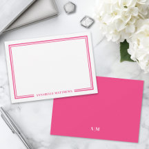 Monograma Minimalista de Duas Bordas Rosa Quente