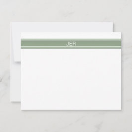 Cartão De Notas Monograma Minimalista Moderna em Verde Sage Person