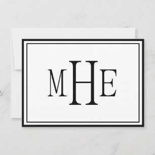 Cartão De Notas Monograma Minimalista Preto