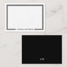 Monograma Minimalista Preto Branco com Duas Bordas