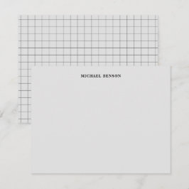 Cartão De Notas Monograma Minimalista Preto Cinza Grade Profission