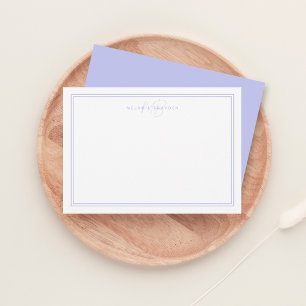 Cartão De Notas Monograma Minimalista Púrpura do Pastel - 2 Borda