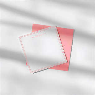 Cartão De Notas Monograma Minimalista Rosa Pastel Simples com Duas