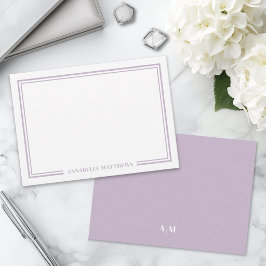 Cartão De Notas Monograma Minimalista Roxo com Duas Bordas