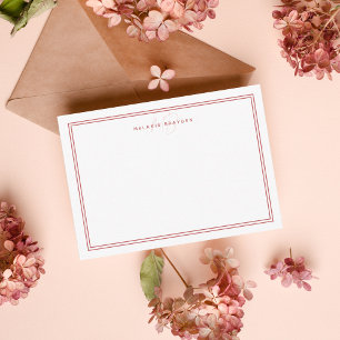 Cartão De Notas Monograma Minimalista Simples com Escarlate Dois L