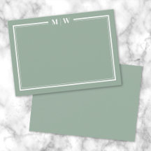 Monograma Minimalista Verde com Duas Bordas