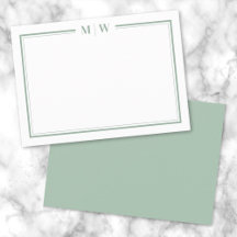 Monograma Minimalista Verde com Duas Bordas