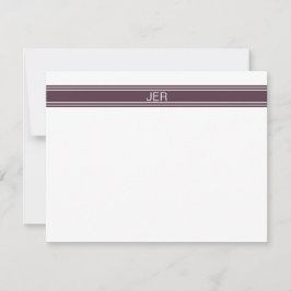 Cartão De Notas Monograma Mínimo Personalizado Merlot Listra 
