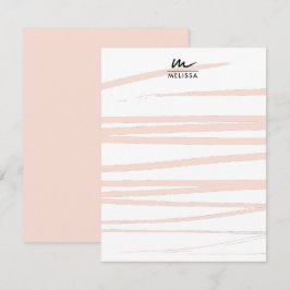 Cartão De Notas Monograma Moderno - Linhas Rosa Escuras Abstrato