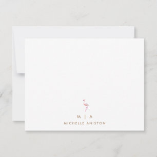 Cartão De Notas Monograma moderno minimalista rosa elegante Flamin