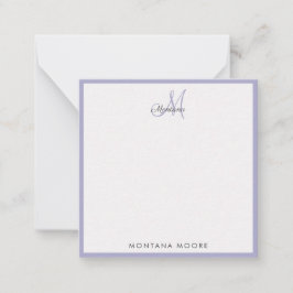 Cartão De Notas Monograma Moderno Simples Girly Peri Roxo