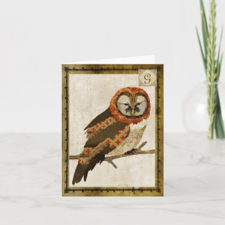 Cartão De Notas Monograma Notecard do vintage da coruja das mães