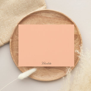 Cartão De Notas Monograma Peach Minimalista de Script Moderno Pers
