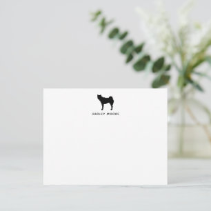 Cartão De Notas Monograma personalizado Akita Cachorro preto e bra