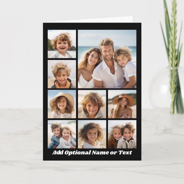 Cartão De Notas Monograma Personalizado de Colagem de Fotos em Pre (Frente)