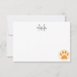 Cartão De Notas Monograma Personalizado de Pata de Cachorro com Ra