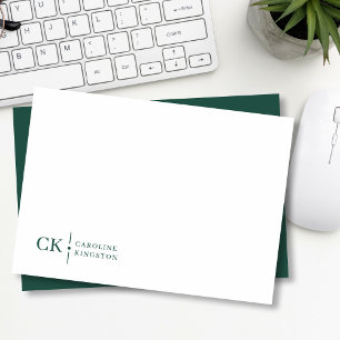 Cartão De Notas Monograma personalizado minimalista Papel de carta