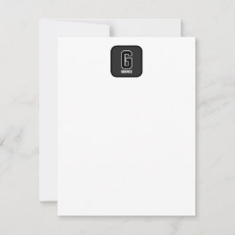 Cartão De Notas Monograma Personalizado Preto e Branco