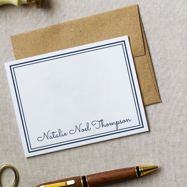 Cartão De Notas Monograma Personalizado Profissional - Marinho Azu (Criador carregado)