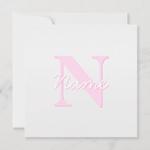 Cartão De Notas Monograma Personalizável Custa Mão e Cinza Rosa