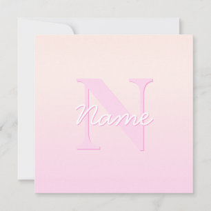 Cartão De Notas Monograma Personalizável Custa Pêssego e Ombro R