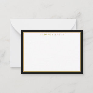Cartão De Notas Monograma Preto e Dourado Minimalista