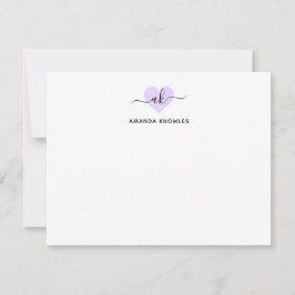 Cartão De Notas Monograma Roxo Elegante Simples Minimalista