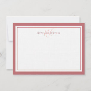 Cartão De Notas Monograma Script Dois Bordo Pink Elegante