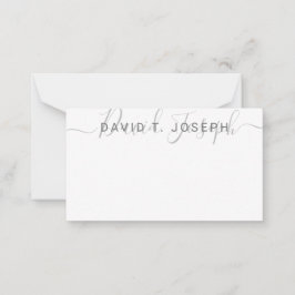 Cartão De Notas Monograma Simples, Cinzas Minimalistas Manuscritas