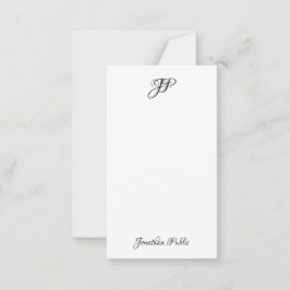 Cartão De Notas Monograma simples de nome de script de mão persona