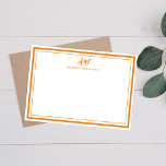Cartão De Notas Monograma Simples e Limite Espesso<br><div class="desc">Simples Monograma fino e espesso Cartão de Nota de Fronteira perfeito para chefes,  consultores,  profissionais ou empresários.</div>